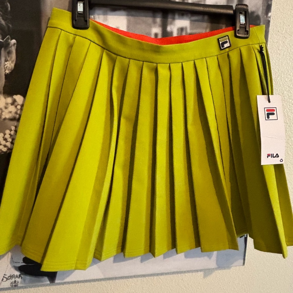 Fila Women's Lime Green Pleated Mini Skirt